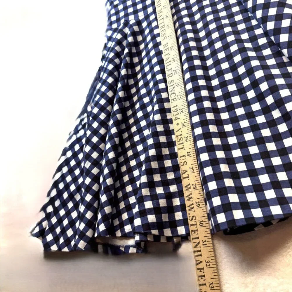 Kate Spade Gingham Fit & Flare Dress  Navy Check Sleeveless Dress  Size Small